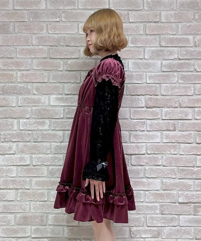 Trois Ribbon Velour Dress