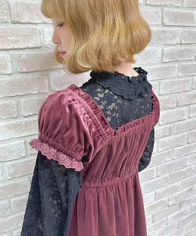 Trois Ribbon Velour Dress