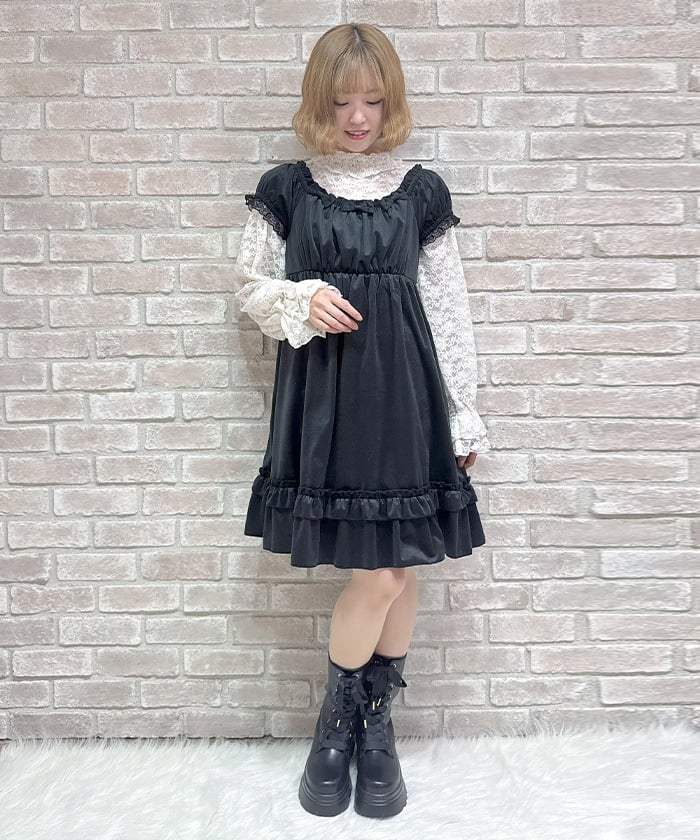 Trois Ribbon Velour Dress