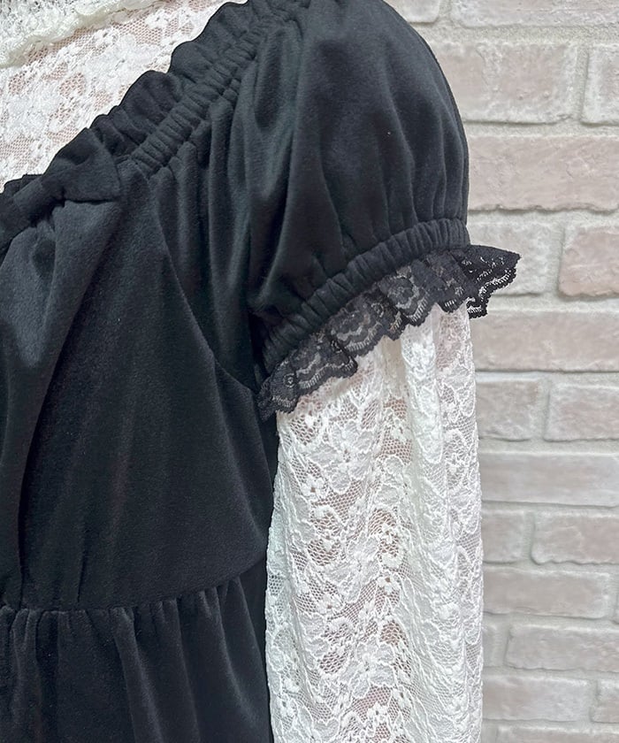 Trois Ribbon Velour Dress