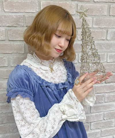 Trois Ribbon Velour Dress