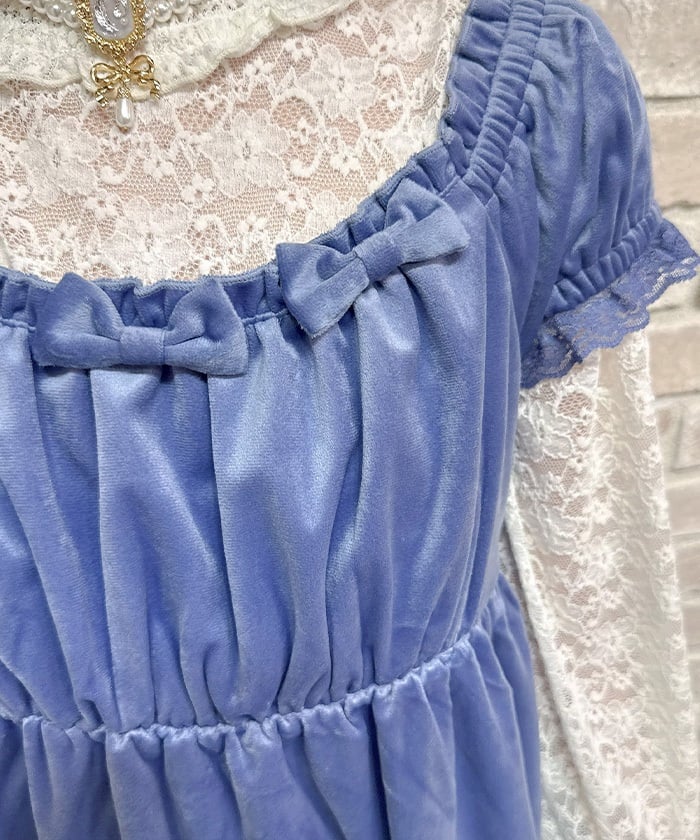 Trois Ribbon Velour Dress