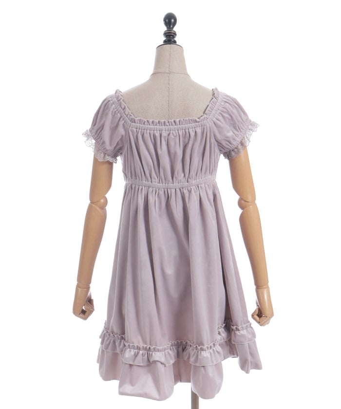 Trois Ribbon Velour Dress