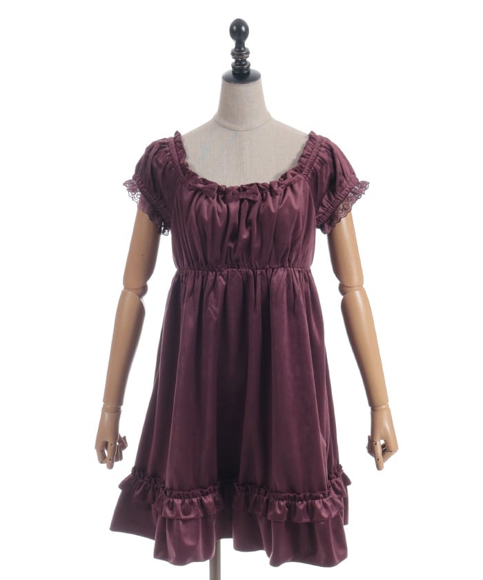 Trois Ribbon Velour Dress