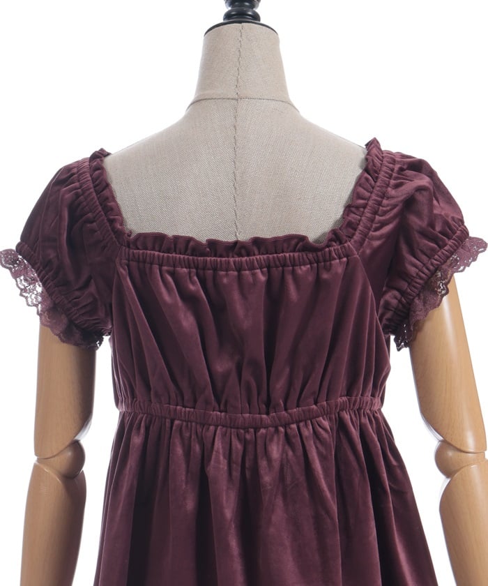 Trois Ribbon Velour Dress