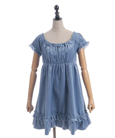 Trois Ribbon Velour Dress