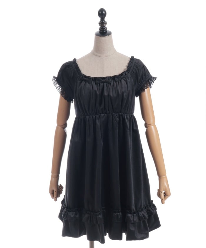 Trois Ribbon Velour Dress