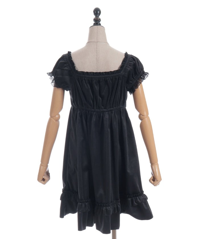 Trois Ribbon Velour Dress