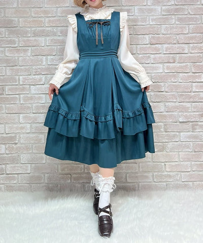 Back Ribbon Frill Jumper Skirt