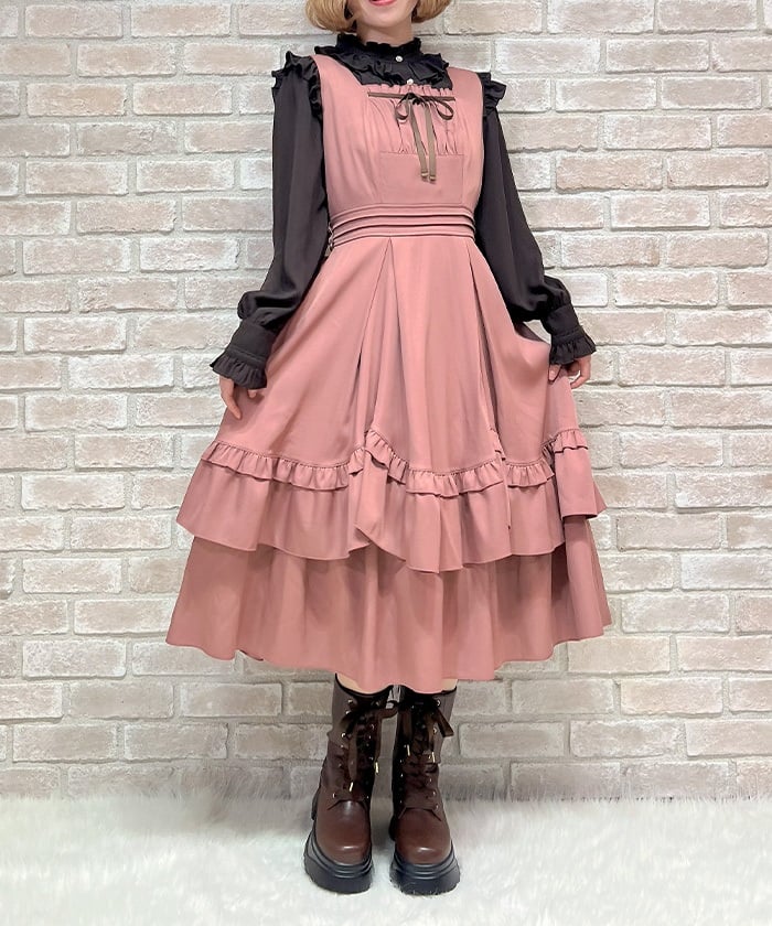 Back Ribbon Frill Jumper Skirt