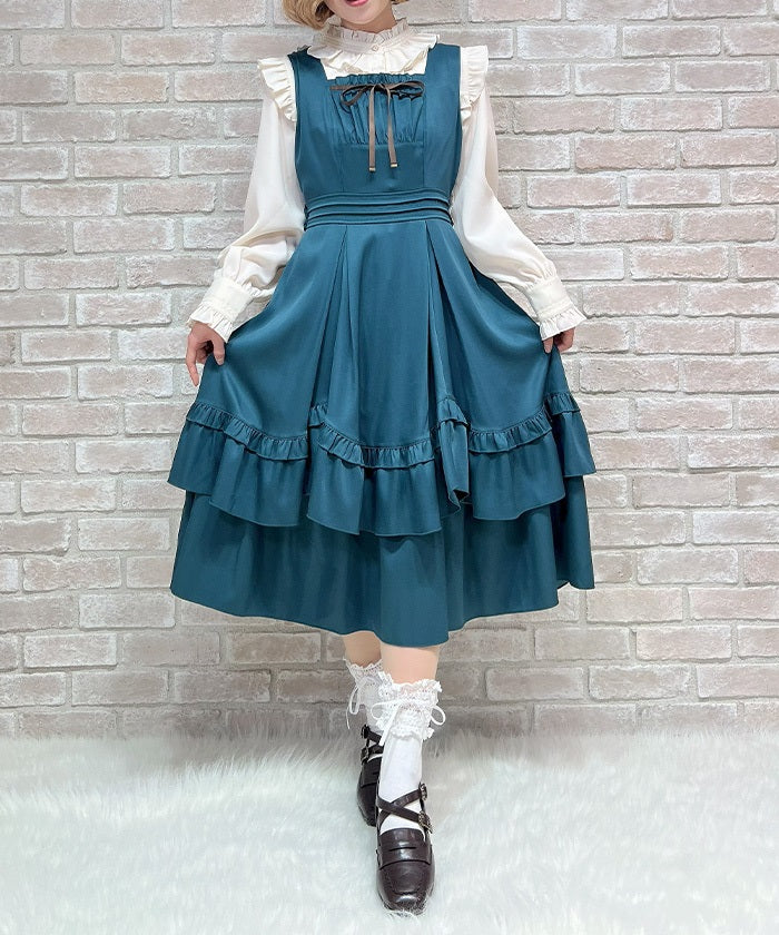 Back Ribbon Frill Jumper Skirt