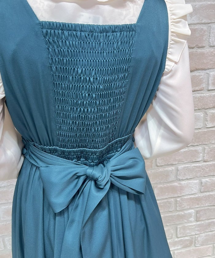 Back Ribbon Frill Jumper Skirt