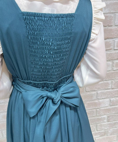 Back Ribbon Frill Jumper Skirt