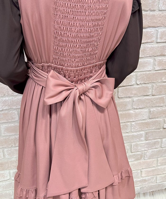 Back Ribbon Frill Jumper Skirt