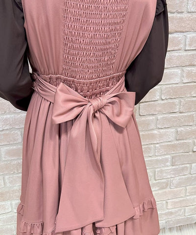 Back Ribbon Frill Jumper Skirt