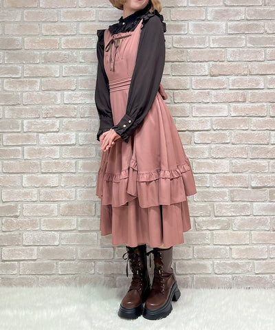 Back Ribbon Frill Jumper Skirt