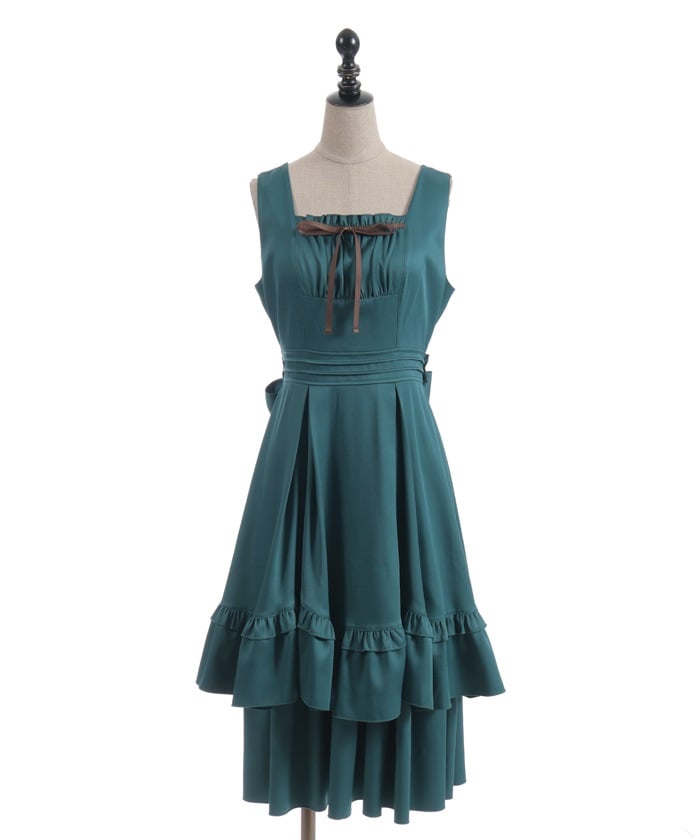 Back Ribbon Frill Jumper Skirt