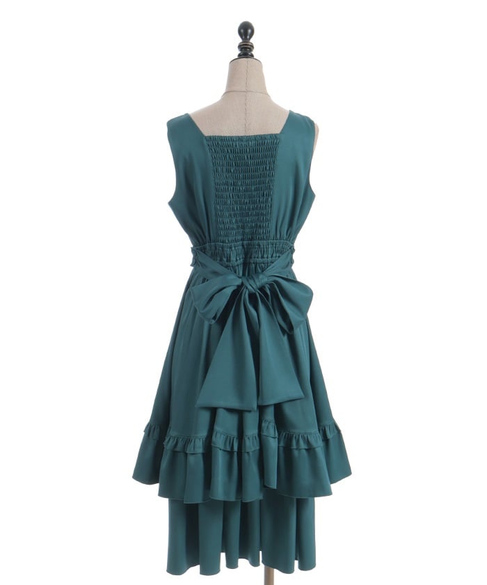 Back Ribbon Frill Jumper Skirt