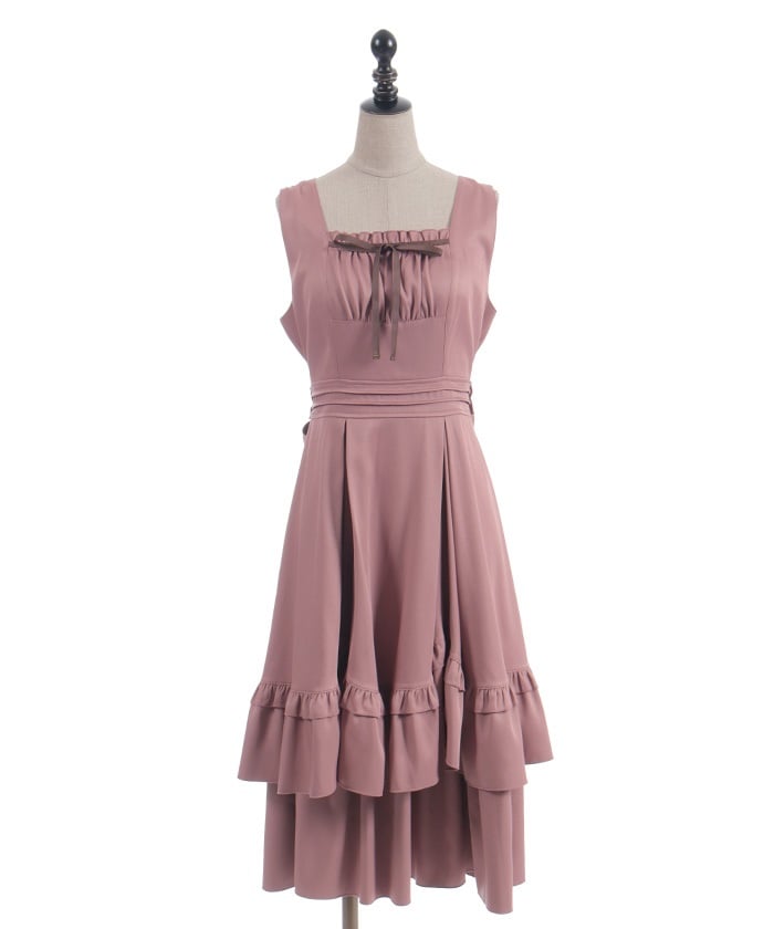 Back Ribbon Frill Jumper Skirt