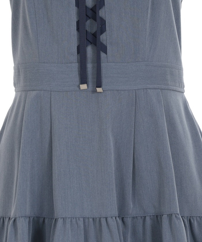 Lace-Up Tiered Jumper Dress