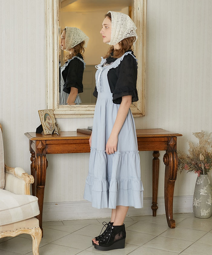 Apron Jumper Skirt with Ribbon