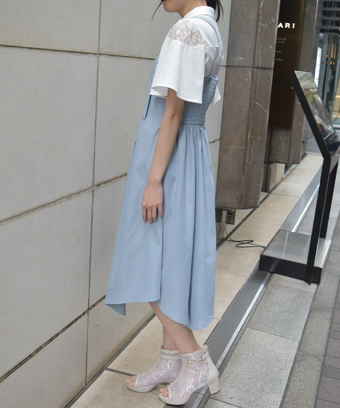 Belt Design Irregular Hem Jumper Skirt