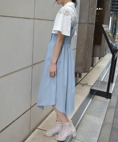 Belt Design Irregular Hem Jumper Skirt