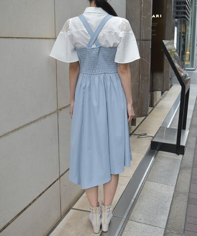 Belt Design Irregular Hem Jumper Skirt