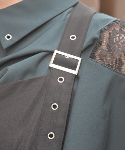Belt Design Irregular Hem Jumper Skirt