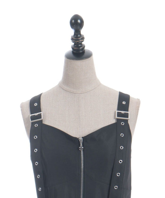 Belt Design Irregular Hem Jumper Skirt