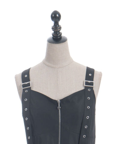 Belt Design Irregular Hem Jumper Skirt