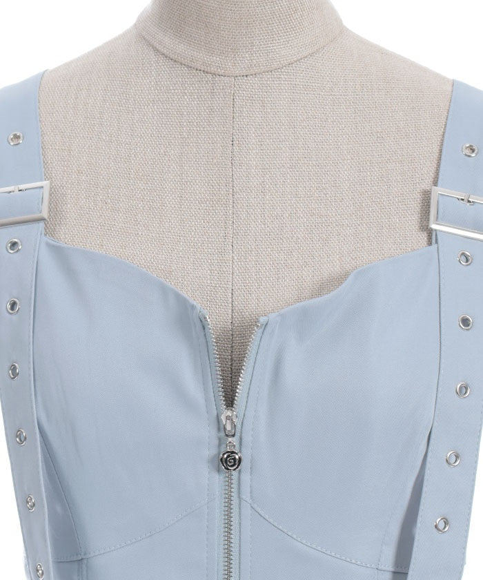 Belt Design Irregular Hem Jumper Skirt