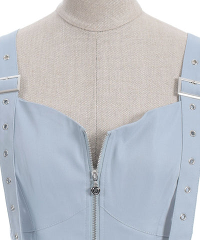 Belt Design Irregular Hem Jumper Skirt