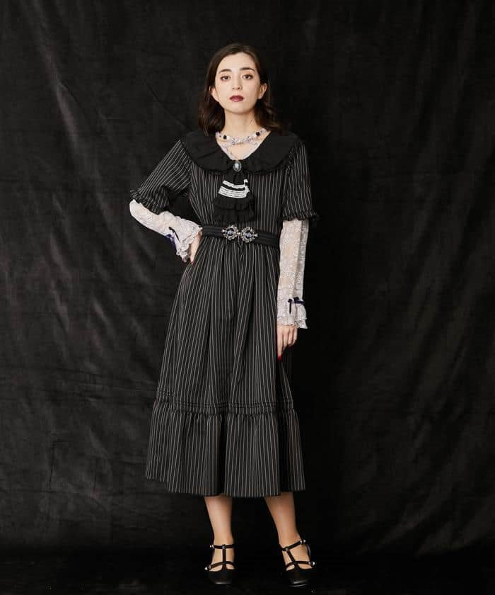 Dress with Jabot Brooch