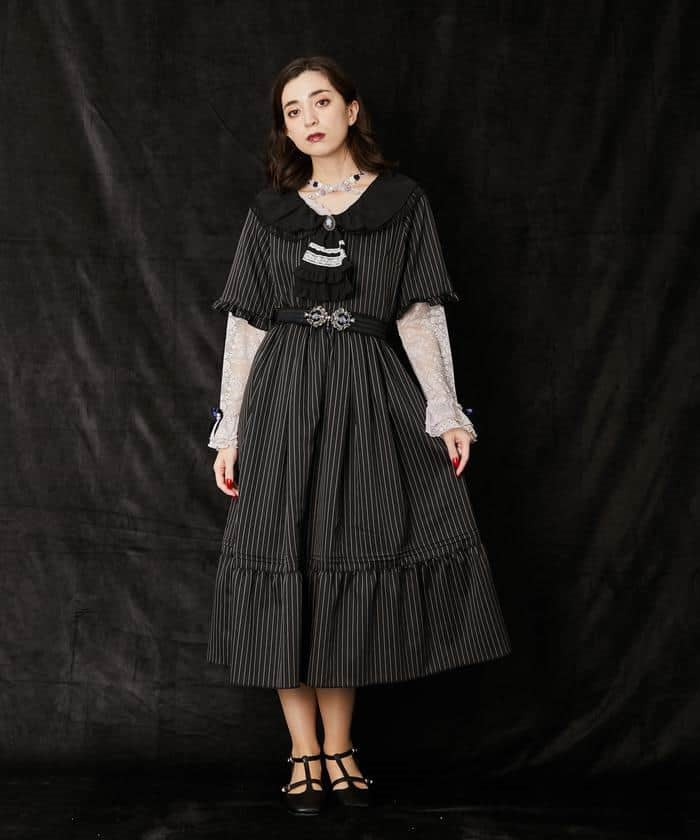 Dress with Jabot Brooch