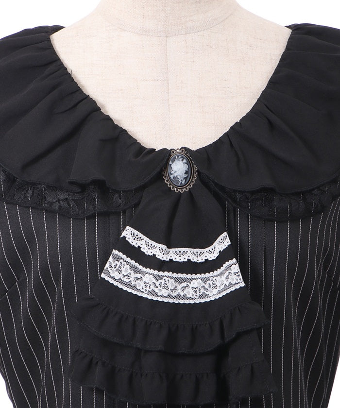 Dress with Jabot Brooch