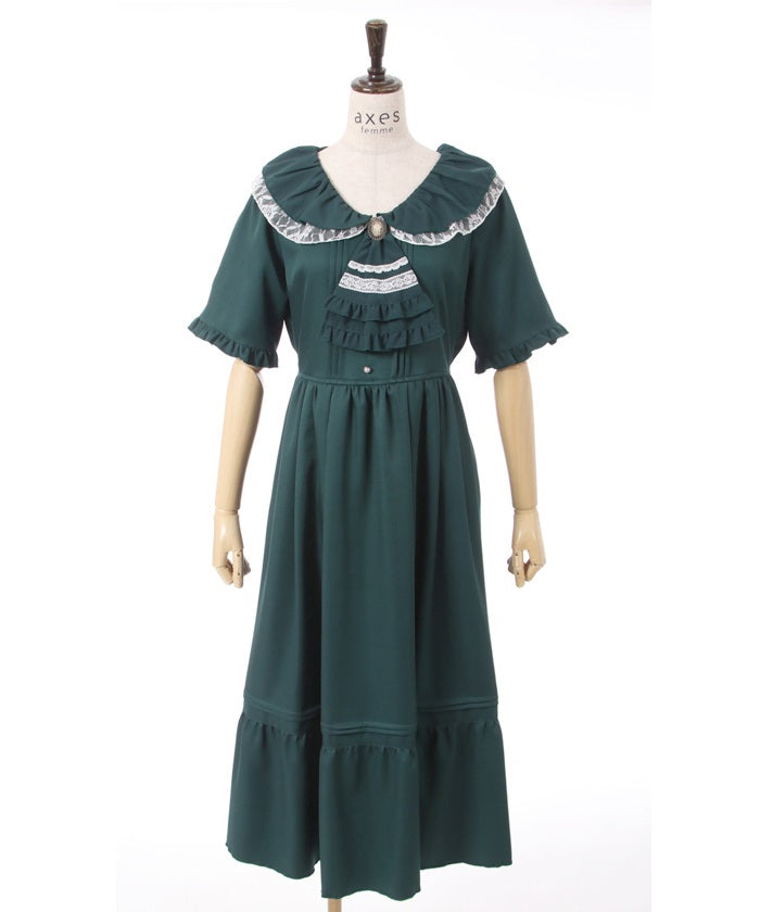 Dress with Jabot Brooch