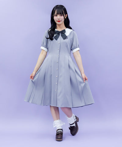 Logo Embroidery Pleated Dress