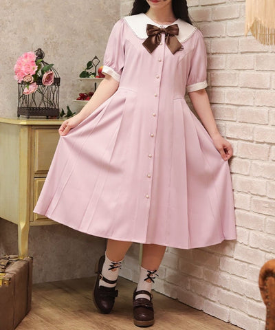 Logo Embroidery Pleated Dress
