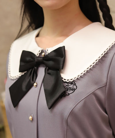 Logo Embroidery Pleated Dress