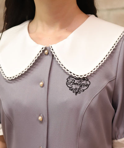 Logo Embroidery Pleated Dress