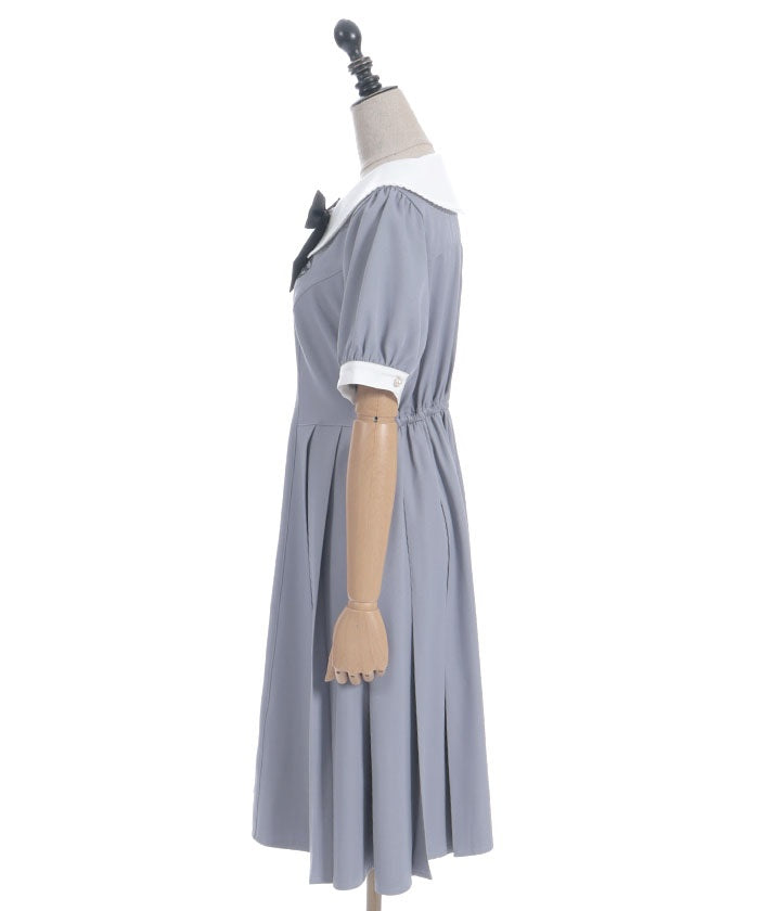 Logo Embroidery Pleated Dress