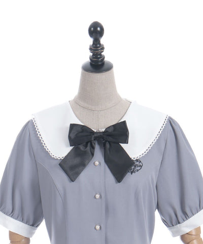 Logo Embroidery Pleated Dress