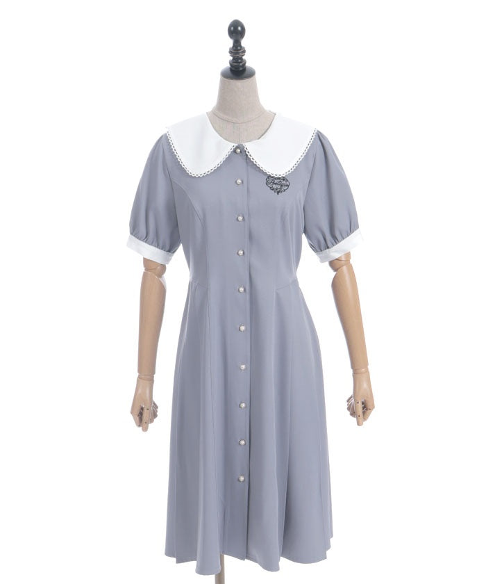 Logo Embroidery Pleated Dress