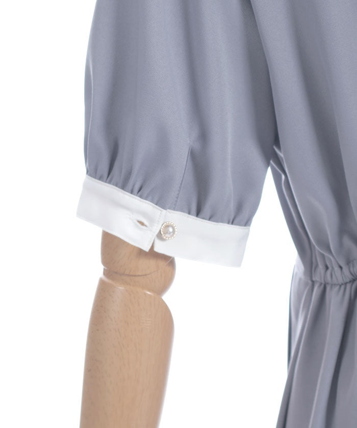 Logo Embroidery Pleated Dress