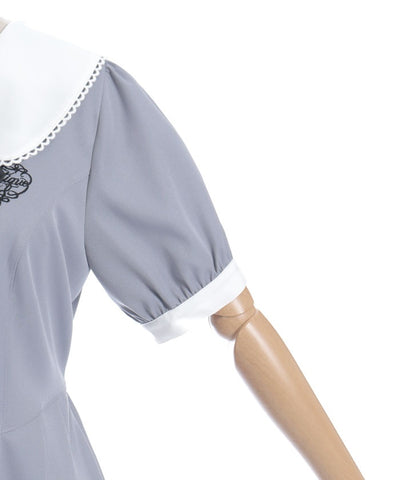 Logo Embroidery Pleated Dress