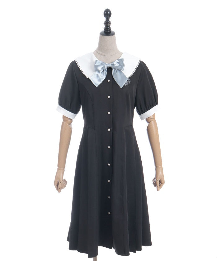 Logo Embroidery Pleated Dress