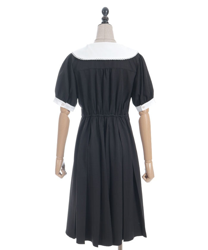 Logo Embroidery Pleated Dress