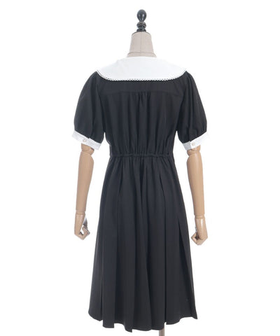 Logo Embroidery Pleated Dress