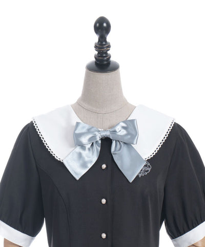 Logo Embroidery Pleated Dress
